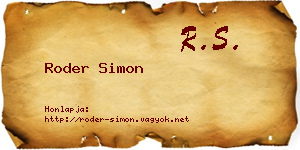 Roder Simon névjegykártya